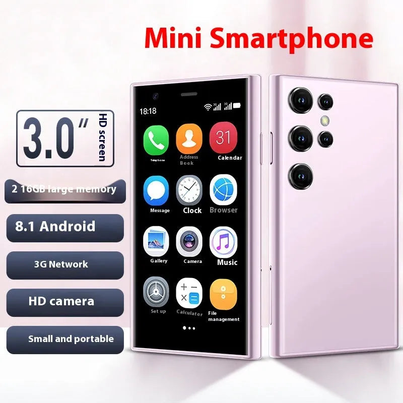 S23PRO & XS15 mini smartphone in black, green or pink purple colours with straight plate design