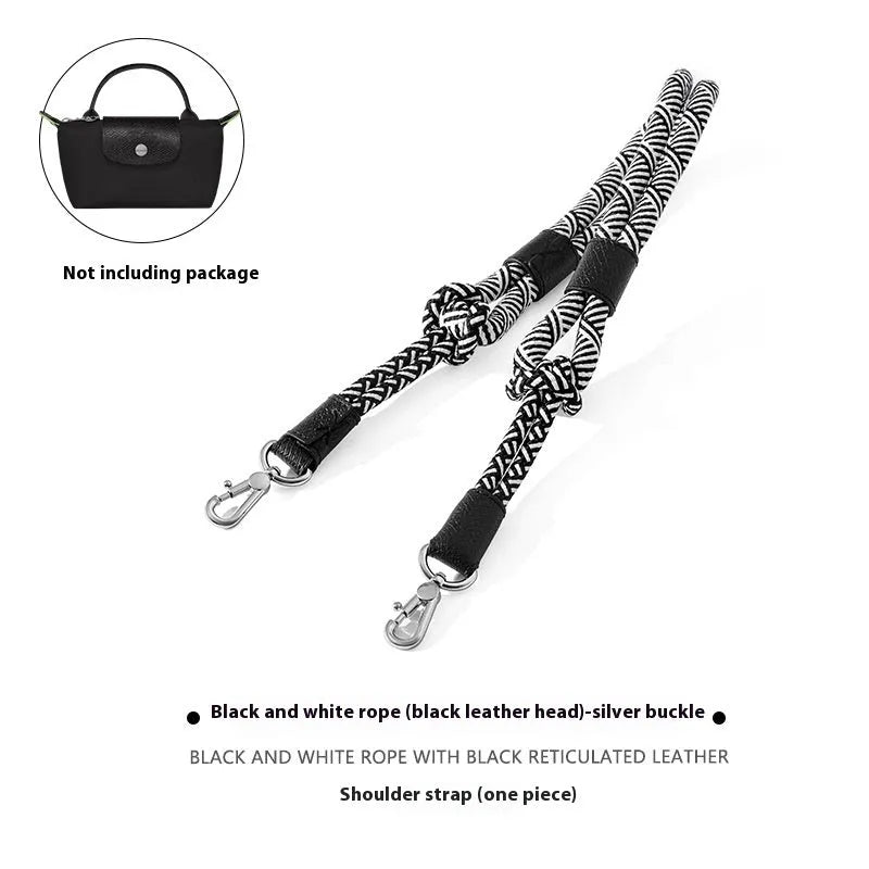Braided nylon and cowhide leather crossbody strap with alloy buckle for bag modification