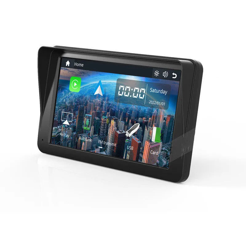 7-inch portable car smart screen with wireless CarPlay on a retractable windshield mount