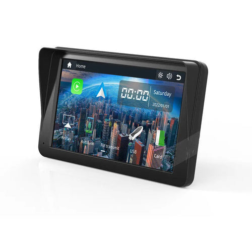 7-inch portable car smart screen with wireless CarPlay on a retractable windshield mount