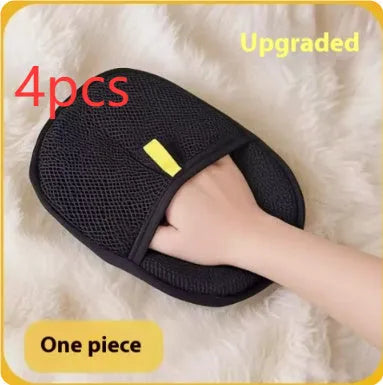 Black pet hair removal glove with silicone bristles for dog cat grooming