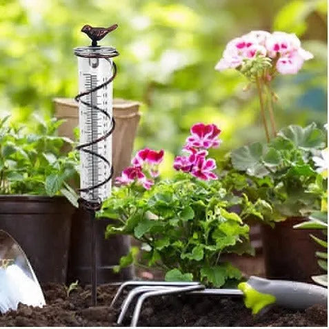 Cast iron bird design rain gauge hyetometer for garden rainfall measurement with 800ml capacity