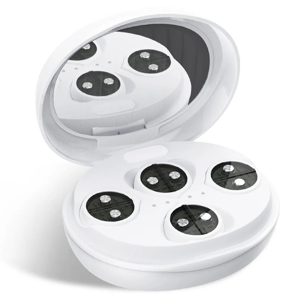 White wireless red light eye and face massager with EMS function and two-in-one design