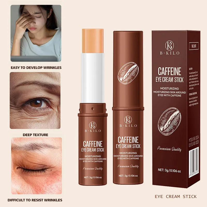 Caffeine eye cream stick in solid 3g format for under-eye hydration and treatment