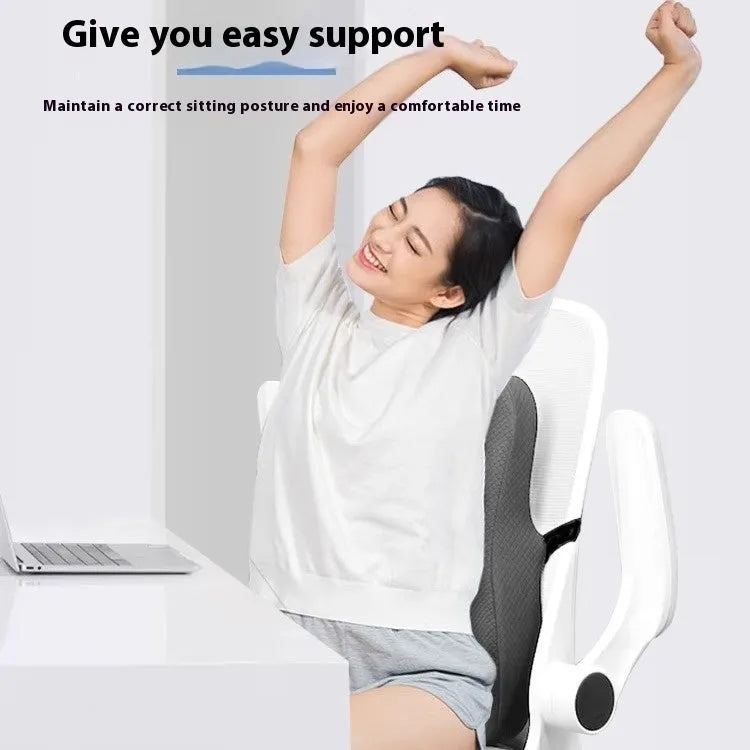 Office chair lumbar support cushion in grey, pink, or navy blue measuring 40cm x 40cm x 8cm
