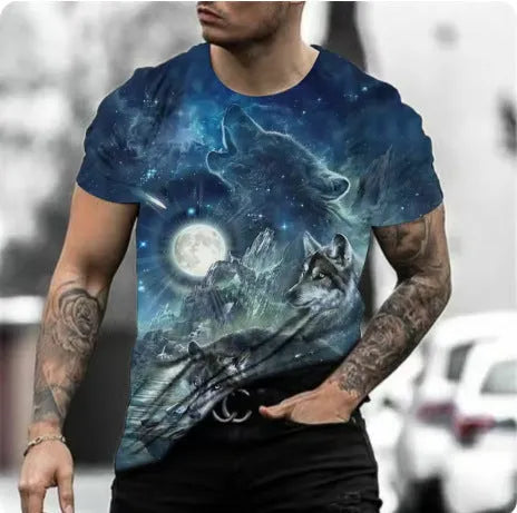 Retro 3D animal print men's short-sleeved T-shirt in bird eye cloth fabric with digital printing