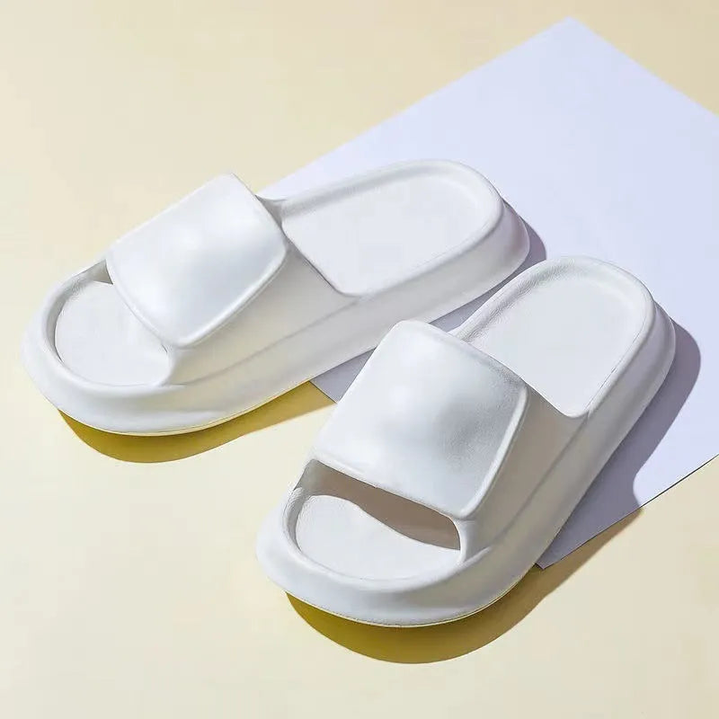 White EVA flip-flop slippers with thick 3.5 cm non-slip sole for bathroom use