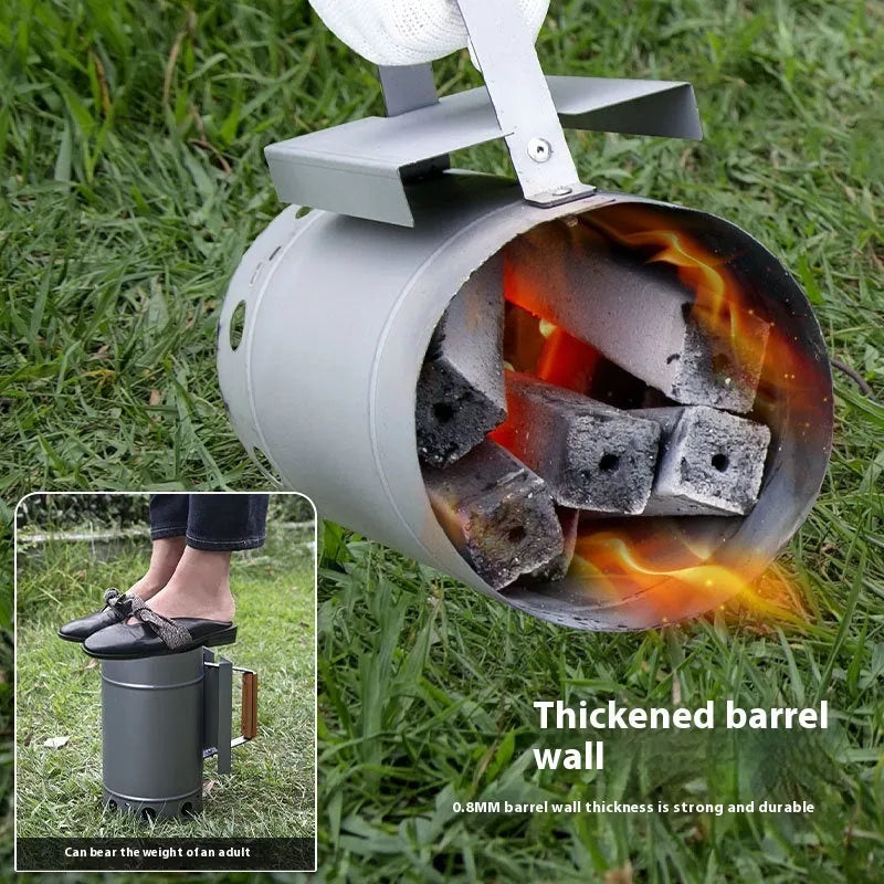 Zinc-iron alloy outdoor charcoal fire bucket with point carbon barrel design
