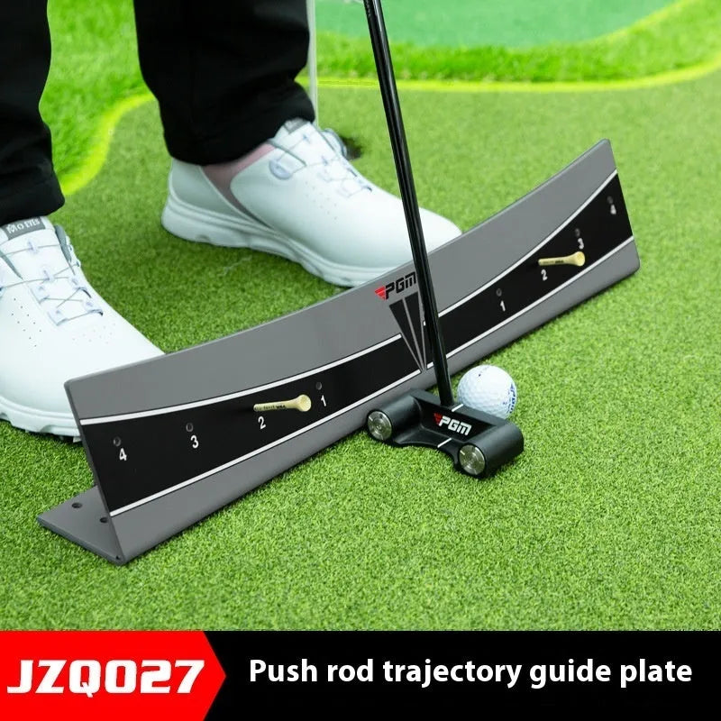 Golf putting trainer simulator with adjustable balancer on PVC base for stroke practice