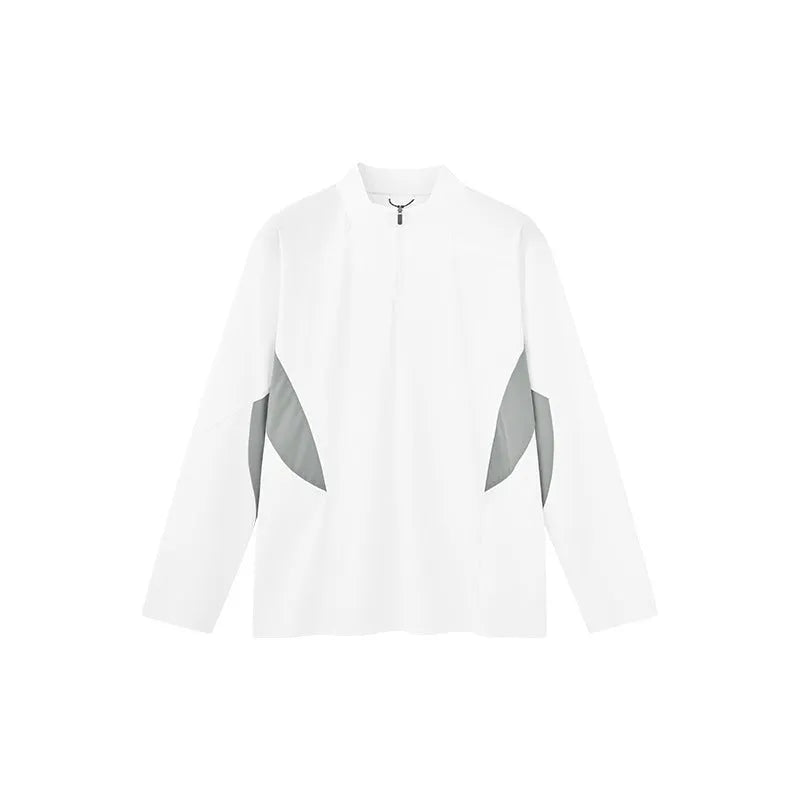 Men's lightweight polyester leisure shirt in solid black and beige colours with stitching details