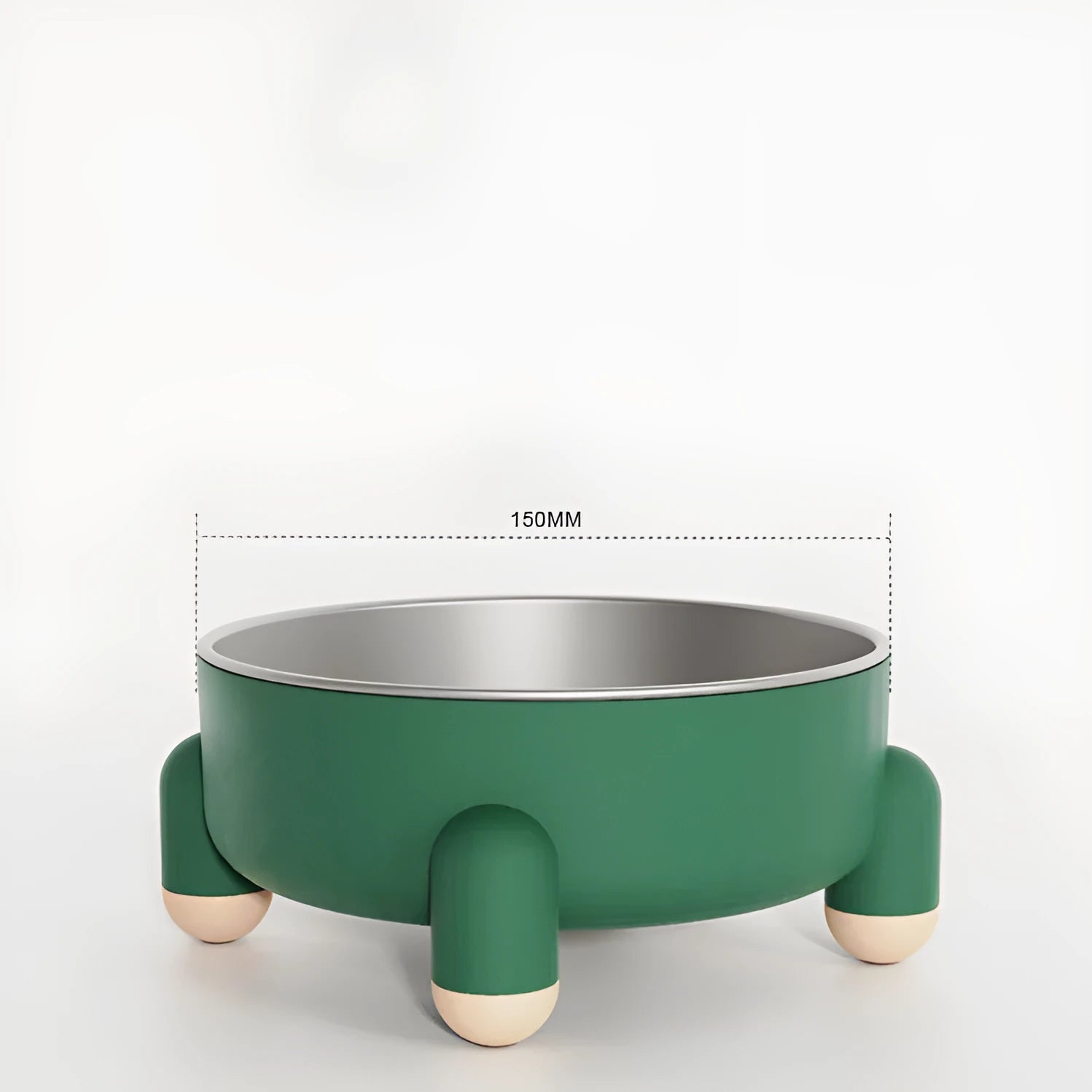Green non-slip stainless steel pet bowl with a raised high foot design for dogs and cats