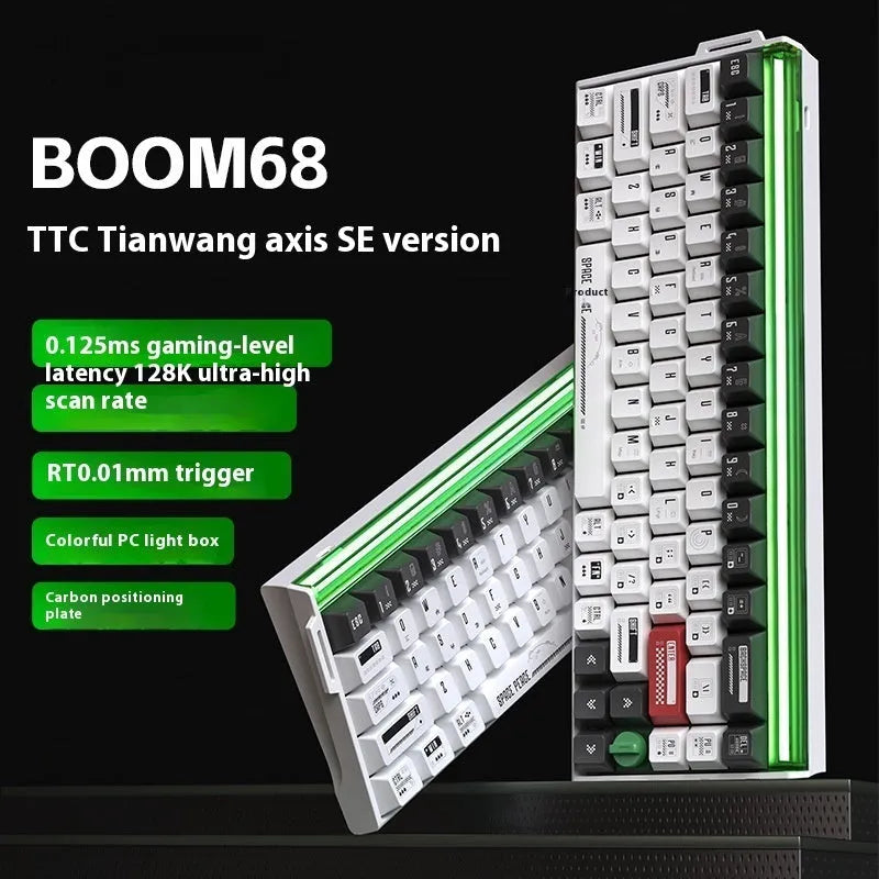 BOOM68 compact mechanical keyboard with RGB backlight in gradient pink colour variant