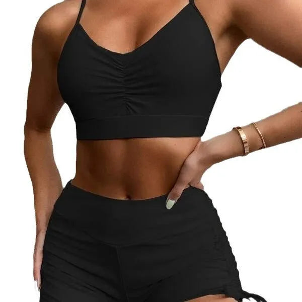 Women's high waist split swimsuit bikini in purple or black colours