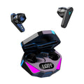 X15 black wireless in-ear Bluetooth gaming headphones with charging case