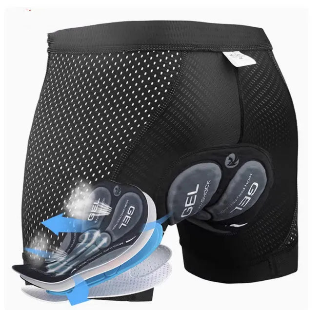Men's breathable black cycling shorts for road and mountain biking, multi-size