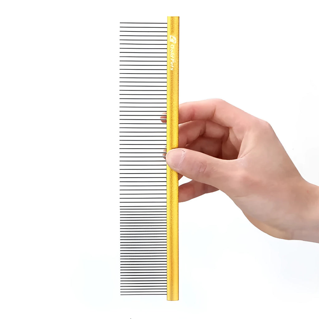 Double-sided stainless steel pet comb with 1mm fine teeth in blue option for dog and cat grooming