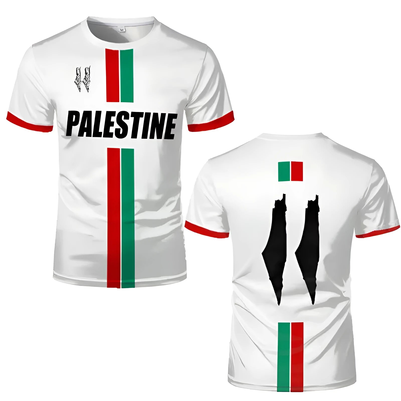 3D printed football T-shirt with stereoscopic pattern design in spandex fabric, available in black or white colour options