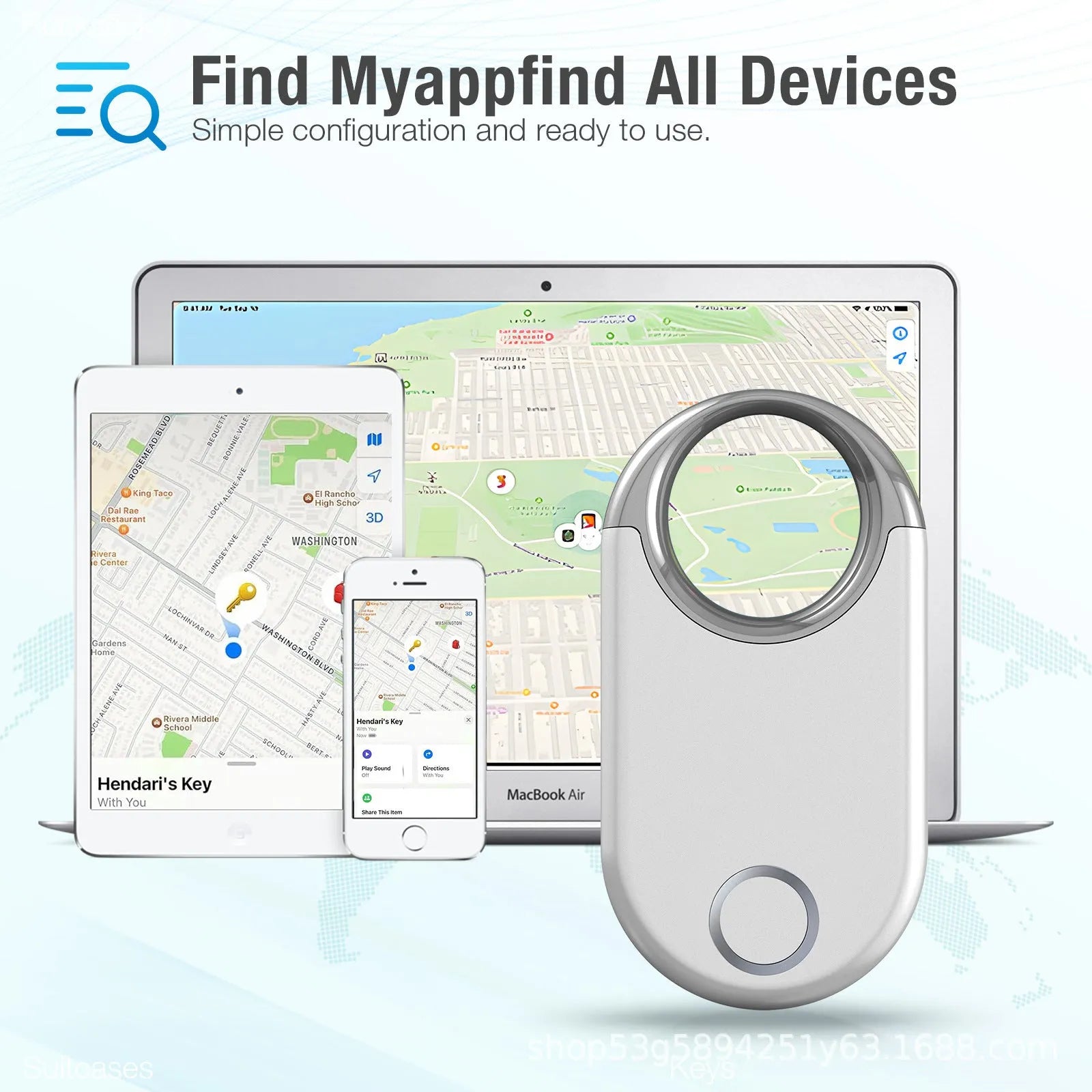 Black and white compact GPS anti-lost tracker device for pets and children