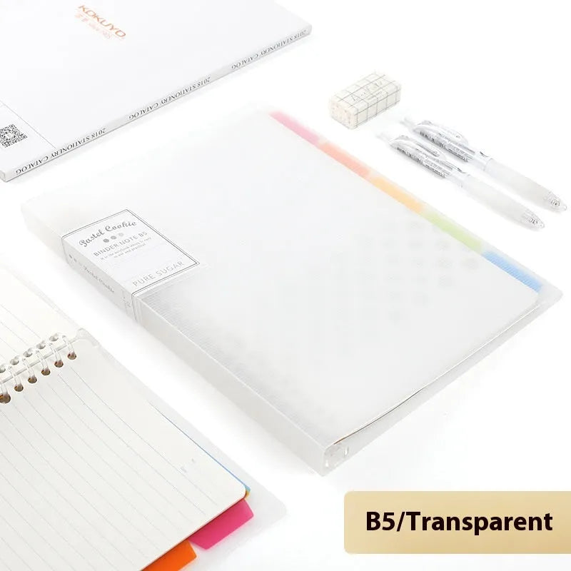 Loose spiral notebook refill with transparent PP cover and raw wood pulp paper in A5 size