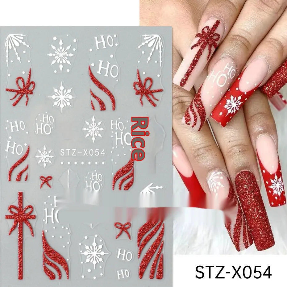 Pack of black and silver strip nail art stickers with cartoon and love pattern designs.