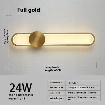 Modern minimalist round wall lamp with iron shade in black or gold finish