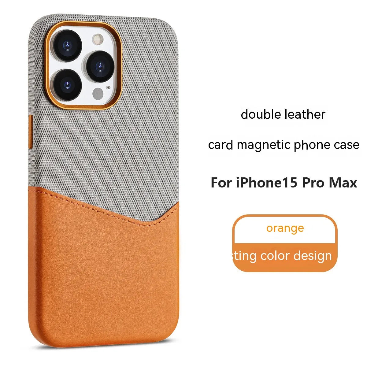 White magnetic leather phone case with card slot and double stitching for iPhone 12-15 series