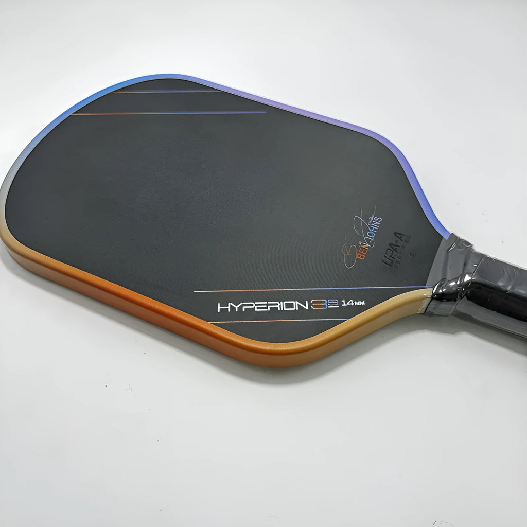 Aurora multicolour Hyperion 3s pickleball racket with carbon fibre face and honeycomb core