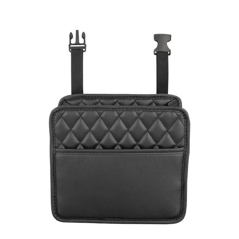 Leather car hanging storage bag measuring 25 × 25 × 8 cm in black, pink, green or white