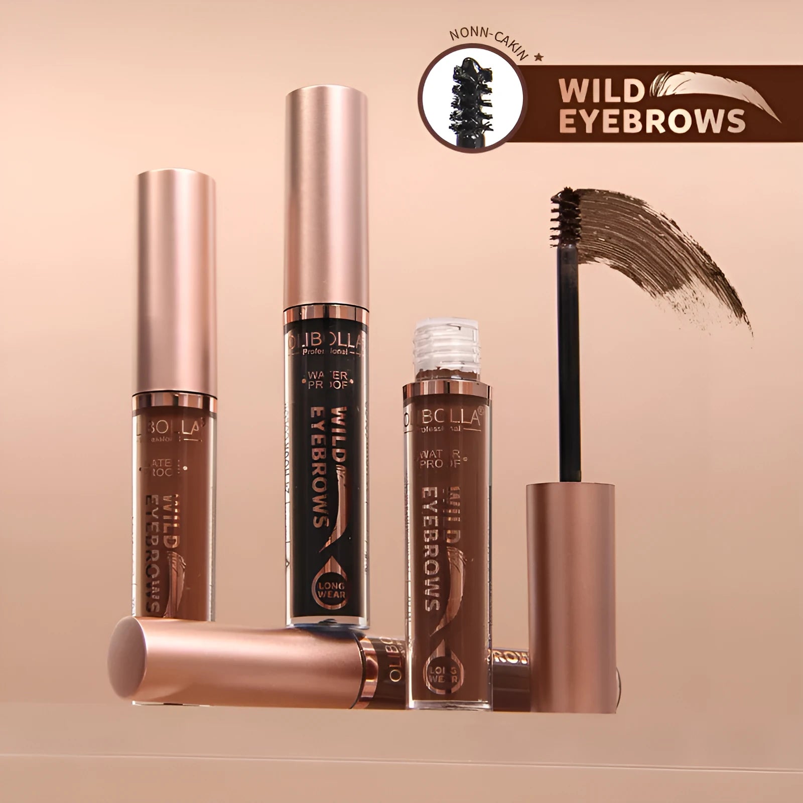 Four colors eyebrow cream long lasting waterproof in pots with colour swatches