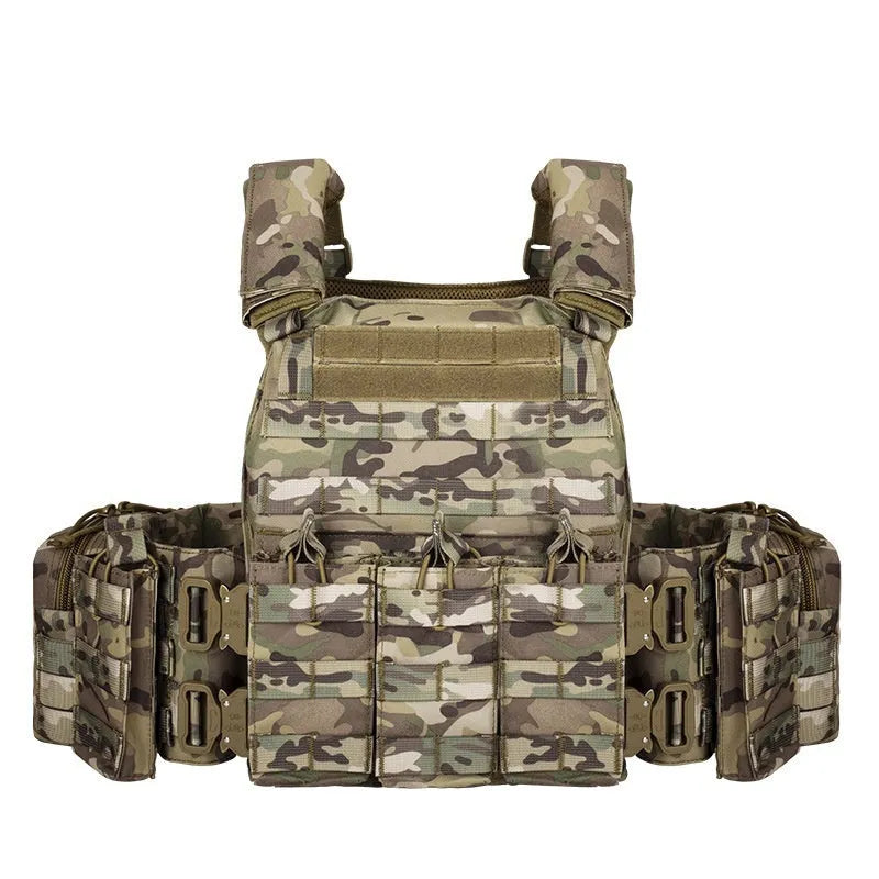 Men's camouflage tactical vest in polyester fabric for outdoor training and shooting sports