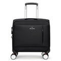 Black 18 inch Oxford cloth carry-on suitcase with retractable handle and universal wheels