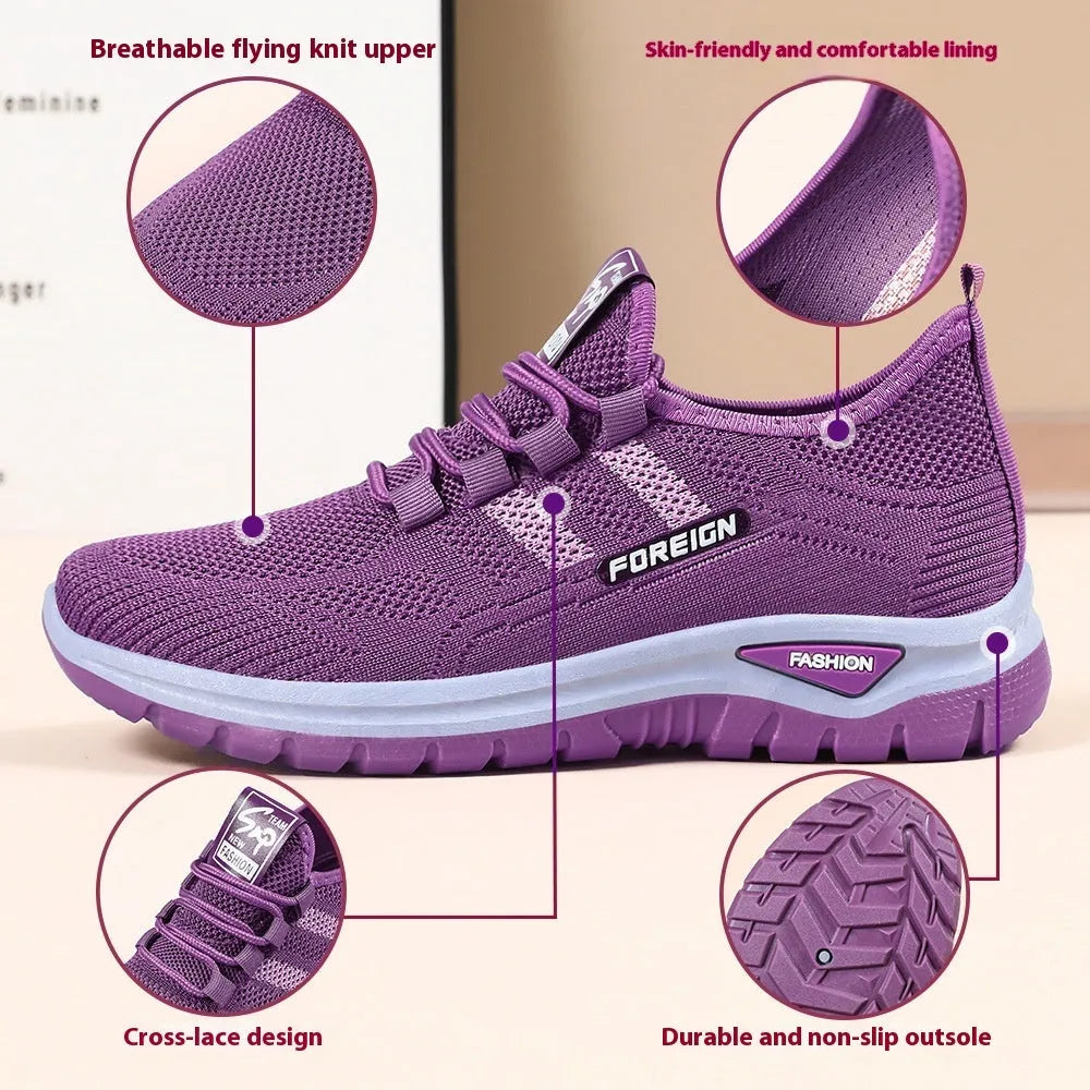 Casual shoes with breathable mesh upper and PVC sole in flat low-top design