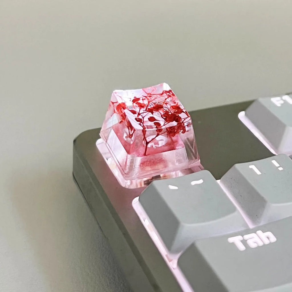 Transparent resin keycap with starry sky pattern for mechanical keyboards in green colour