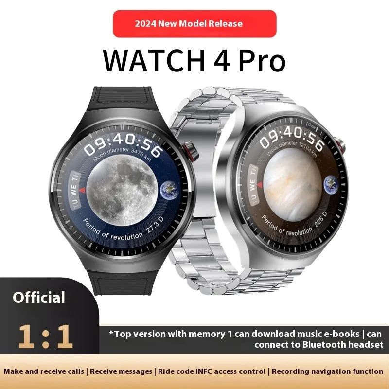 Smart watch with heart rate and blood pressure monitoring, TFT screen, black steel strap, wireless charger