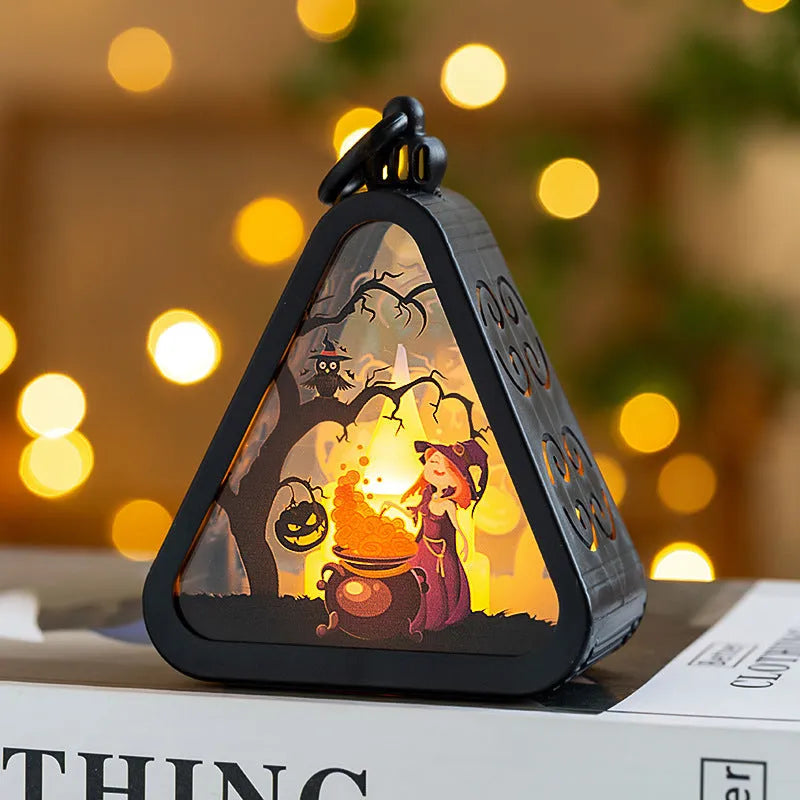 Halloween pumpkin lamp battery-operated portable decoration in plastic and glass construction