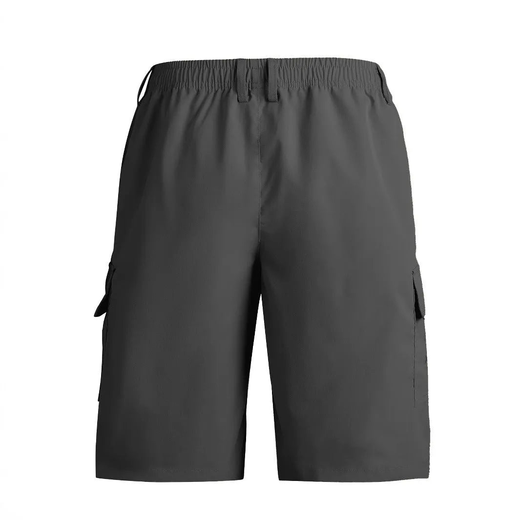 Loose straight-leg casual sports shorts in black, shown in an American-style relaxed fit.