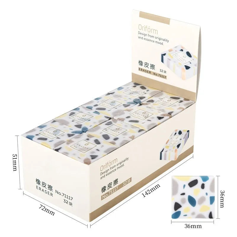 Brick-shaped rubber eraser for student pencil correction on paper