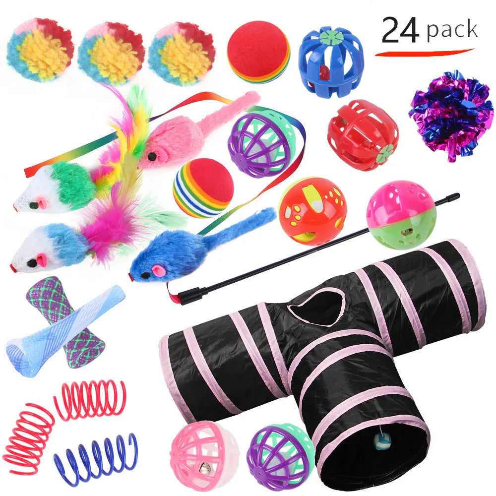Plastic cat toy suit with tunnel channels in a selected colour from the B99801-B99855 range