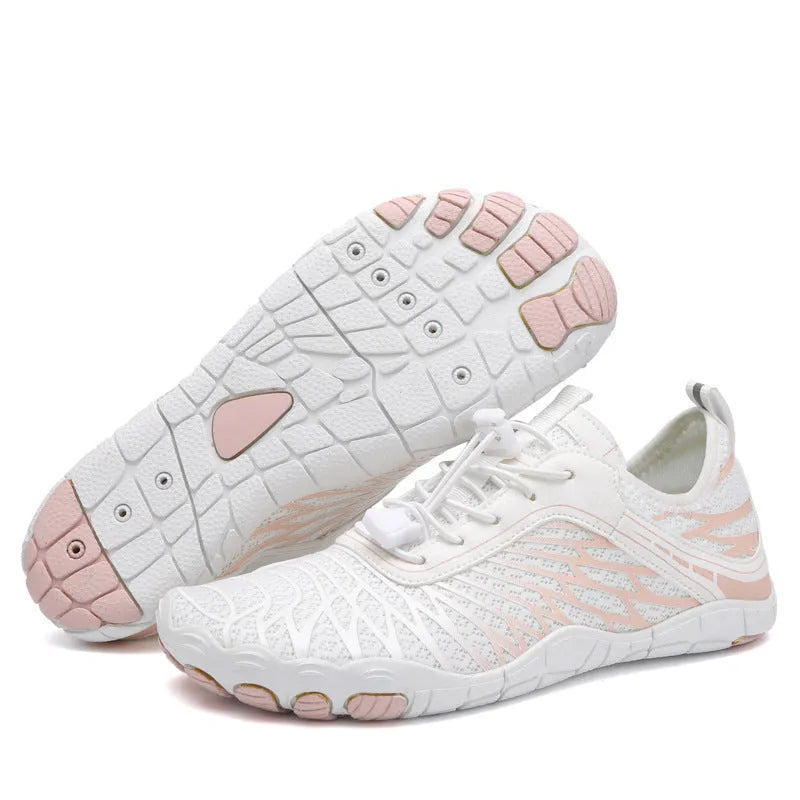 Men's white lace-up sports casual trainers with rubber soles showing front and side views