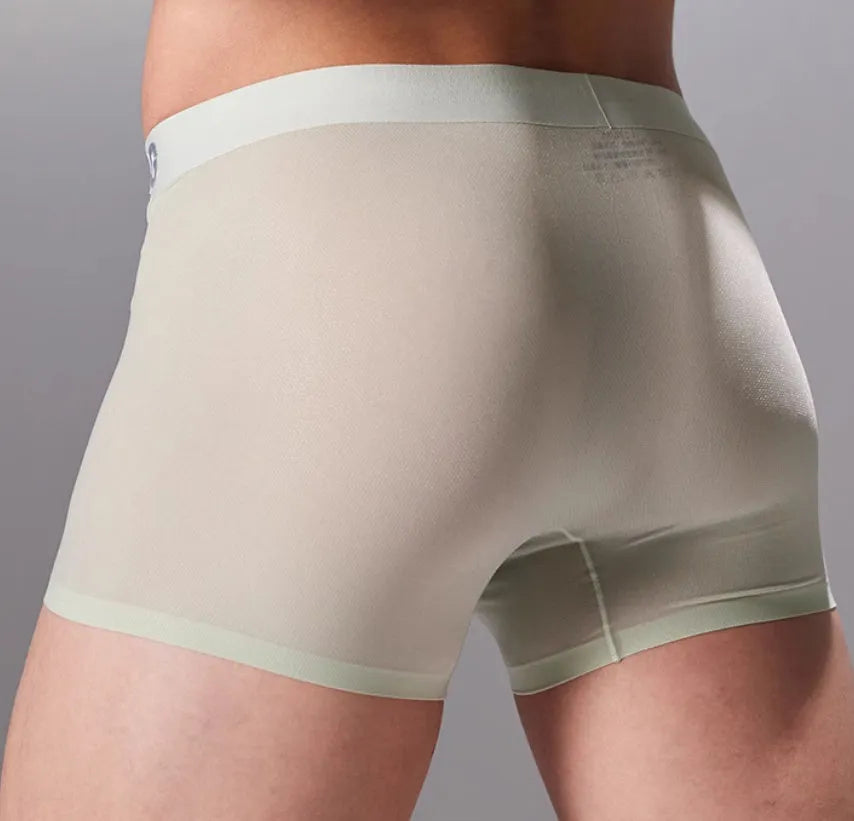 Men's antibacterial seamless sports underwear in black, shown flat.