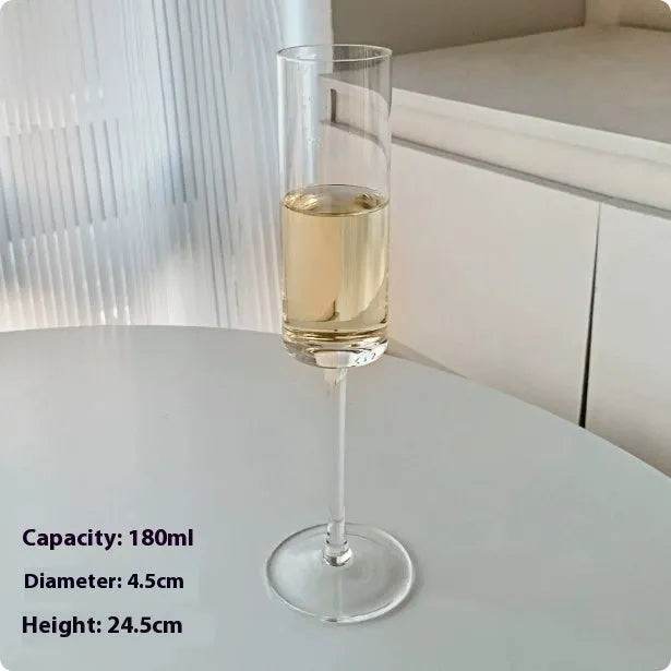 French goblet champagne glasses showing seven crystal design variations including tulip and flute styles