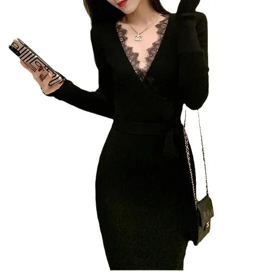 Black polyester women's slim fit princess dress skirt showing elegant style and free size fit