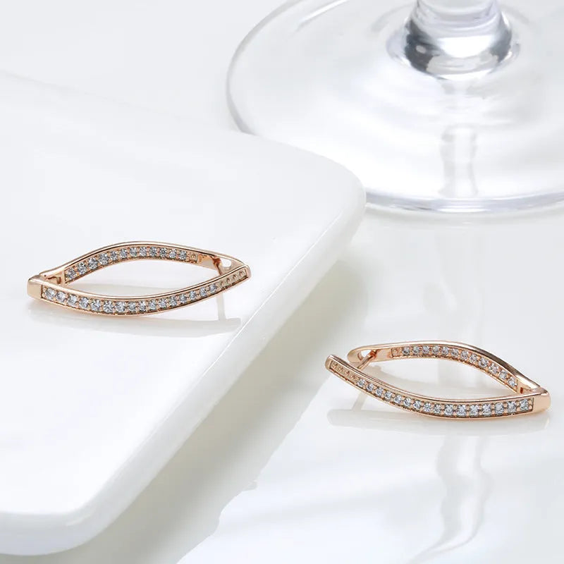 Pair of geometric zircon drop earrings for women in copper with H0493 colour