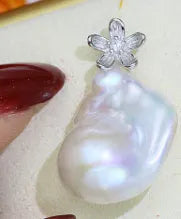 Sterling silver pearl empty holder pendant for water drop and Baroque pearls, silver colour