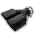 Black carbon fibre car exhaust pipe with a double tail nozzle dual outlet design