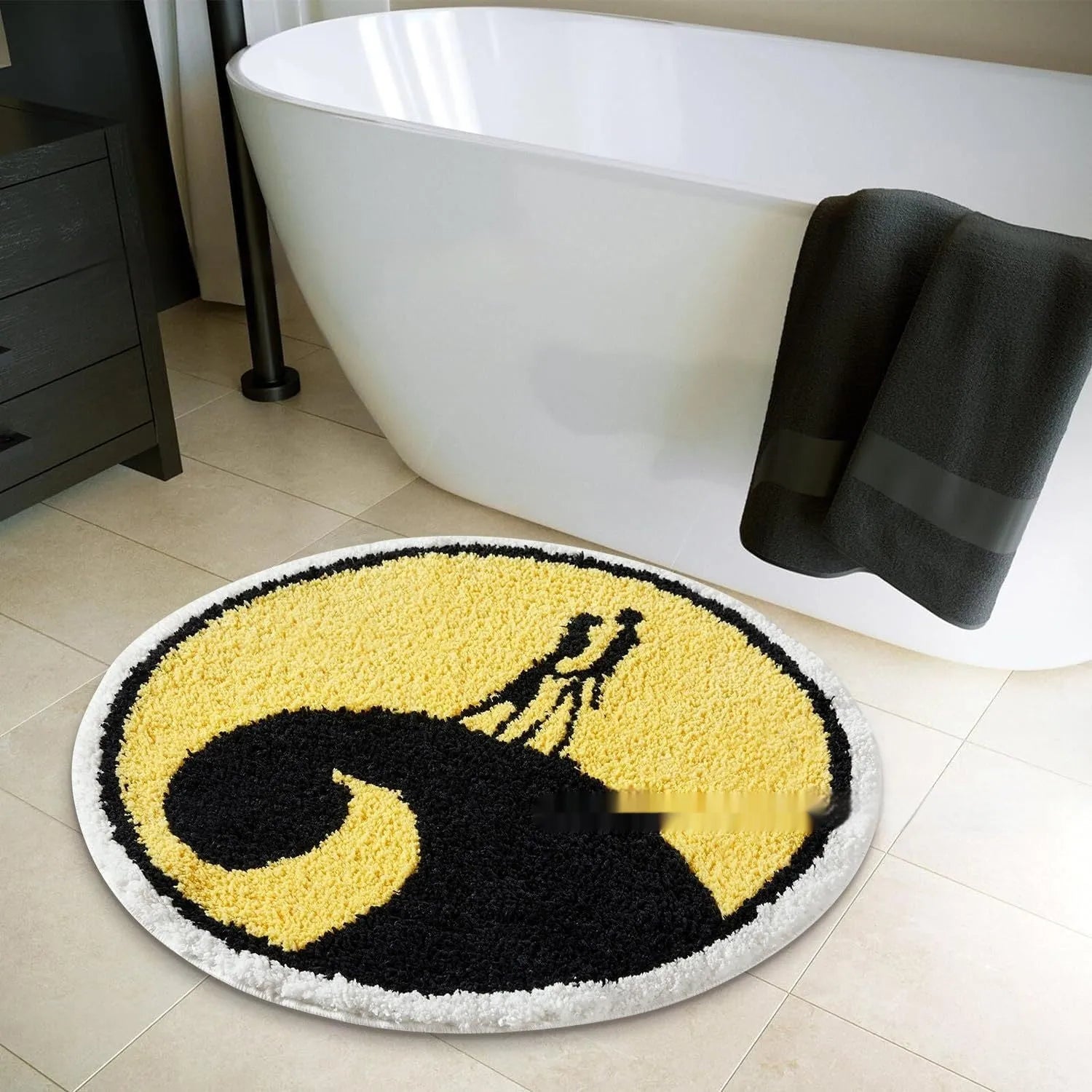 Christmas printed polyester fibre round carpet mat in 60x60cm or 80x80cm size