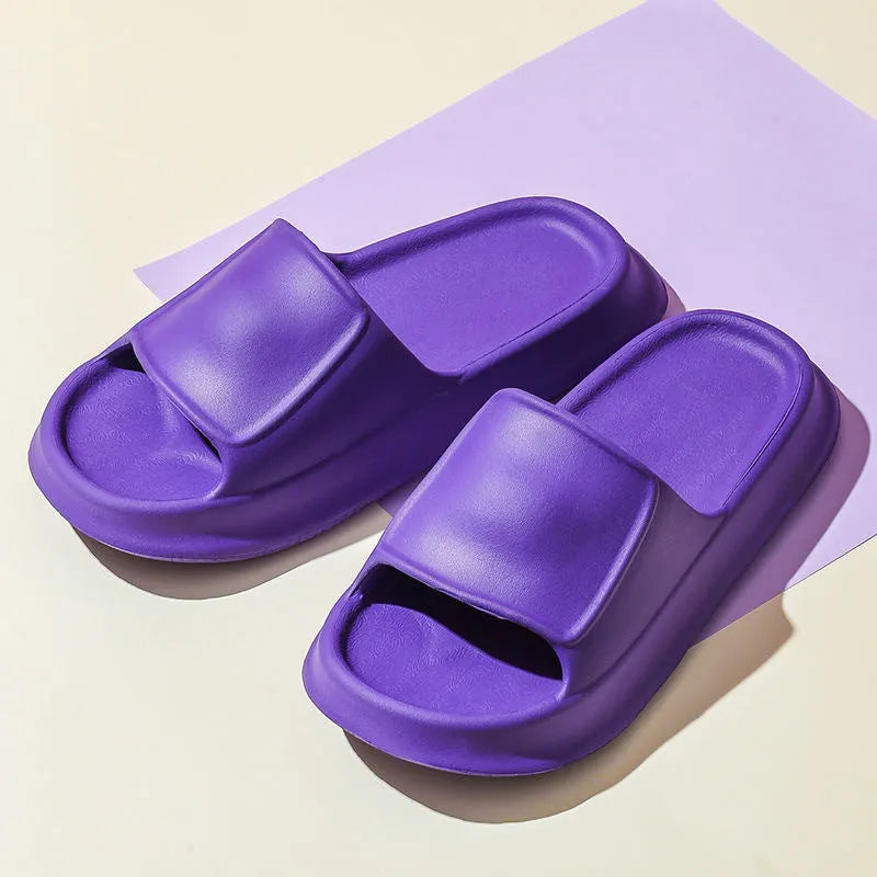 White EVA flip-flop slippers with thick 3.5 cm non-slip sole for bathroom use