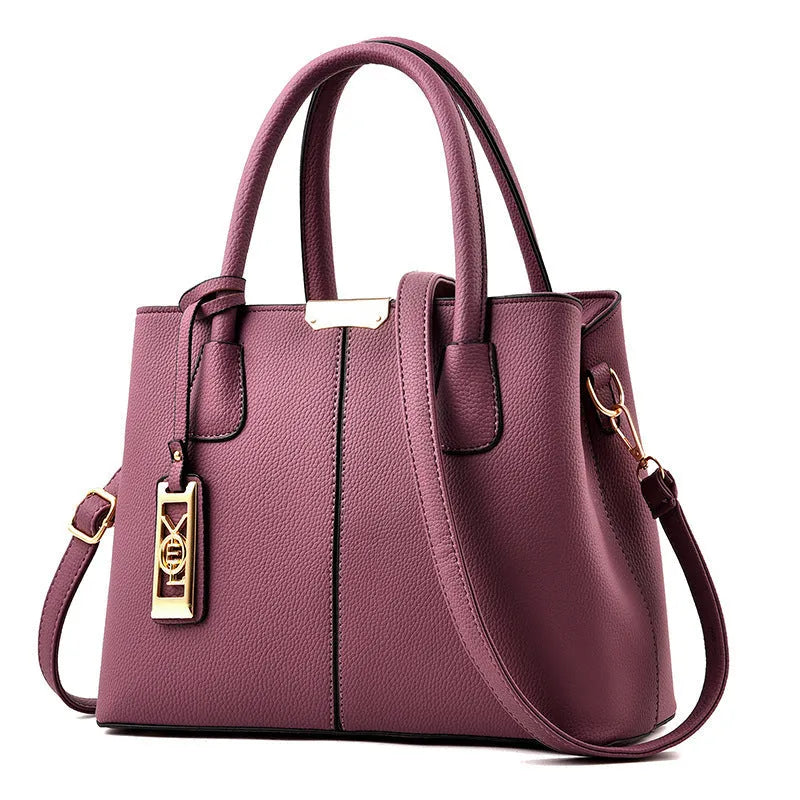 Soft PU large capacity fashion shoulder bag with leather strap in horizontal square shape