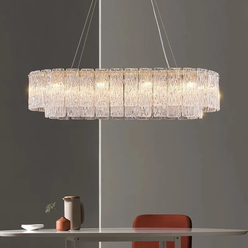 Italian light luxury glass chandelier lamp round 45cm for living room bedroom home