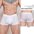 Men's striped thin transparent nylon underwear in black, white and dark grey colours